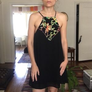 Embroidered black summer dress